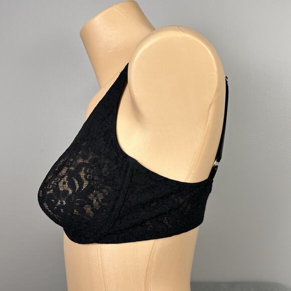 Wacoal 65149 Bra 34D Black Lace Underwire Sheer Unlined Full Coverage Sexy - Picture 4 of 7